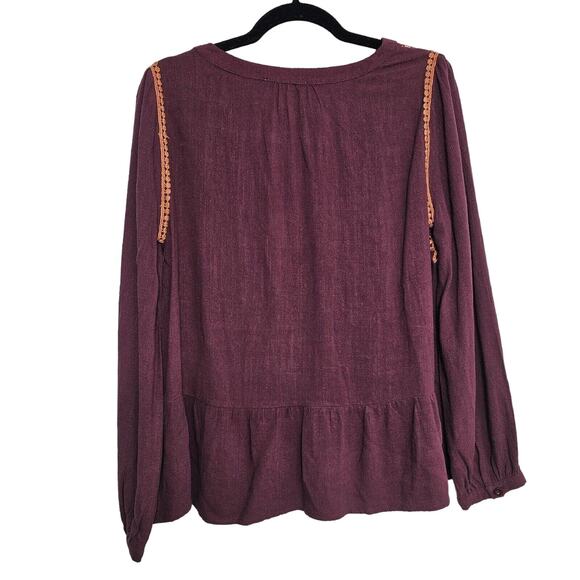 Savanna Jane Womens Size M Purple Colorful Embroidered Long Sleeve Linen Rayon - Picture 2 of 13